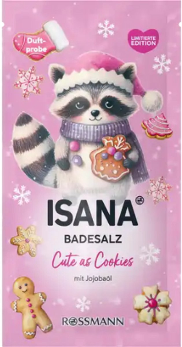 Kerst Badschuim Cute as Cookies - Isana | 1x 80g - Zoete koekjes & Jojoba | Winter Badzout met Natuurlijk Zeezout - Limited Edition 2025