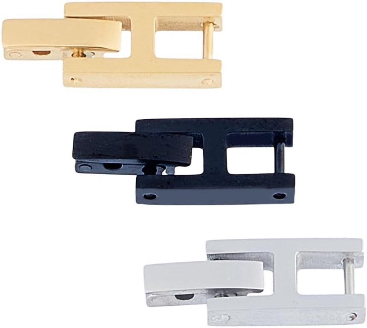 Jhubers Goods - Roestvrijstalen Horlogeband - Vervanging - Snelontgrendeling - Metalen Armband - Uitklapbaar - Compatibel met Horloges - RVS - Vierkant