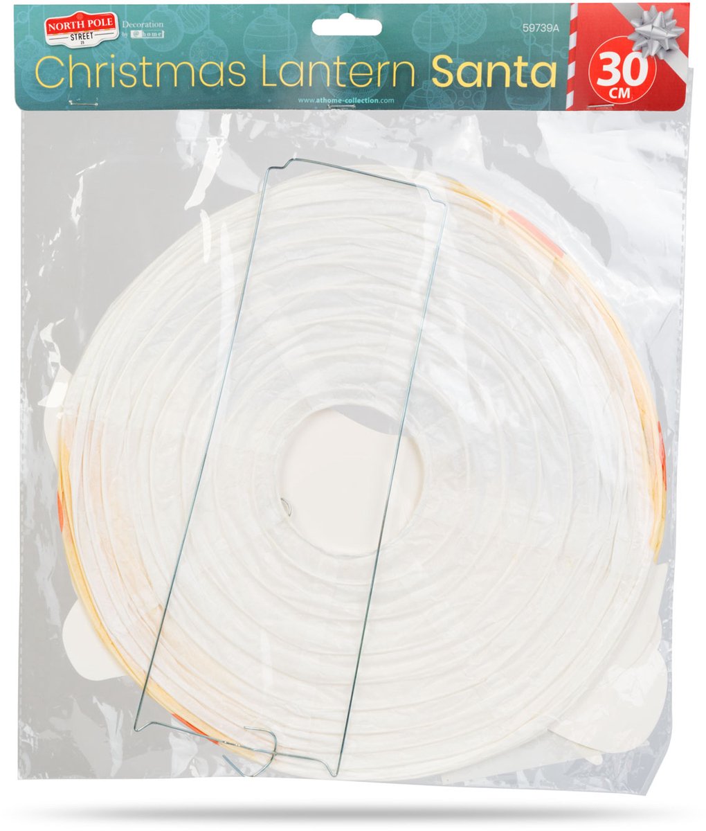 Papieren kerstlampion kerstman – Hangende kerstdecoratie Ø30 cm – Feestelijke lampion voor binnen - 1 Stuks [59739A]