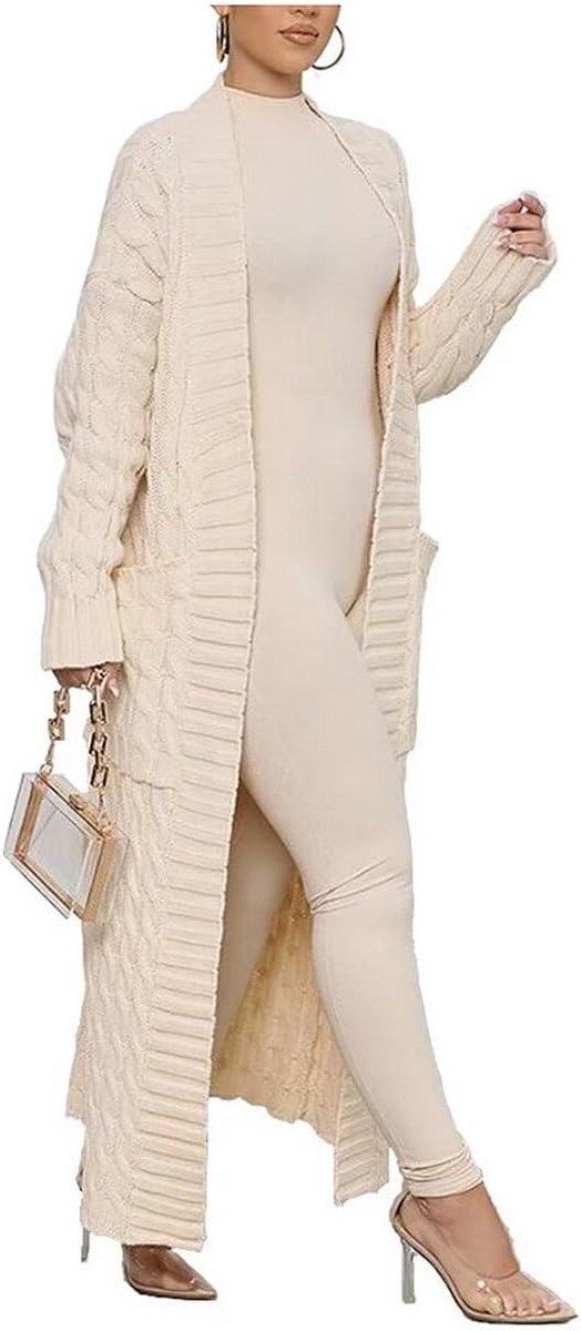 Losvallend Gebreid Vest Lange Dames met Zakken - Comfortabel Herfst & Winter Cardigan