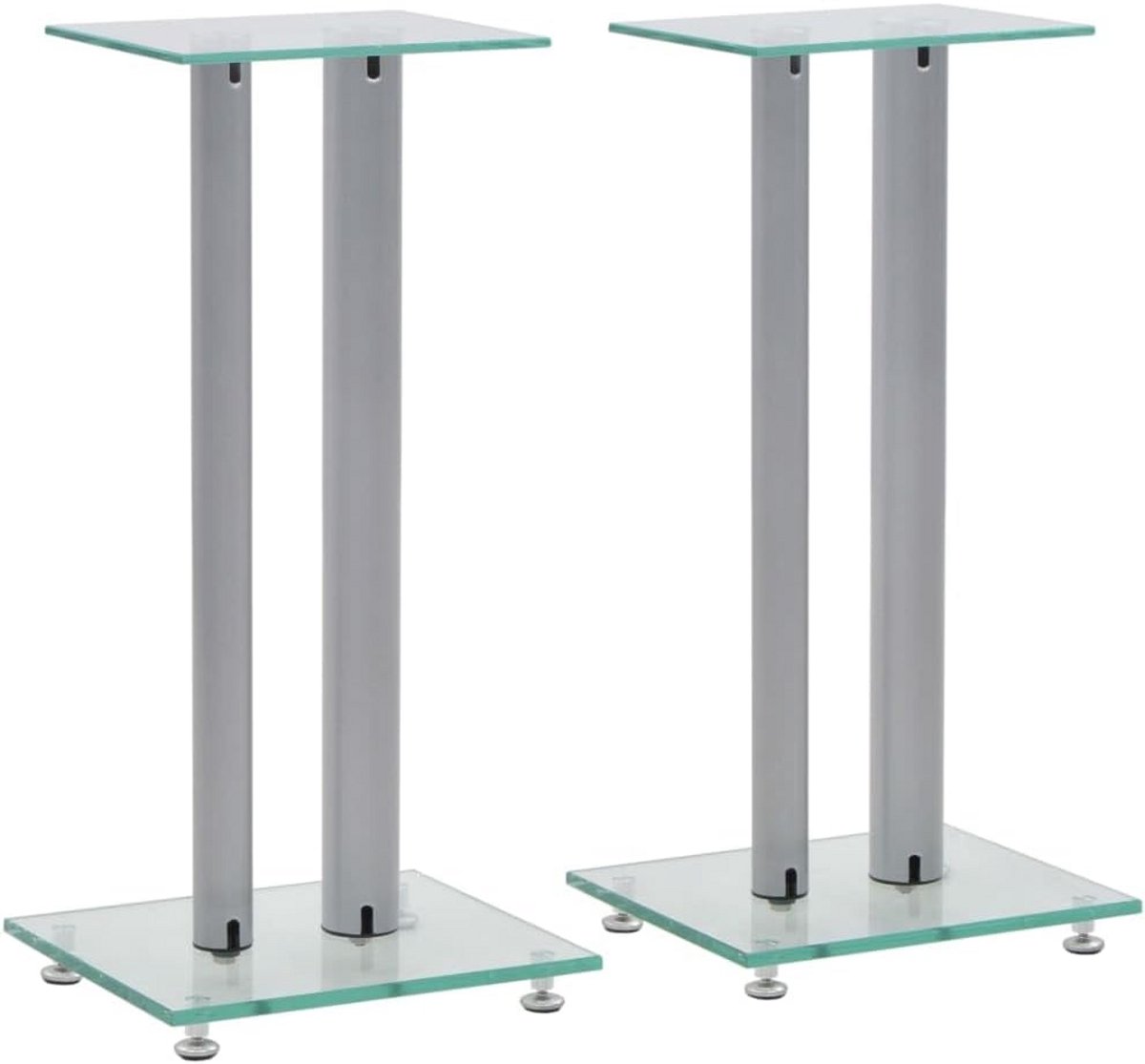 Set van 2 Speaker Stands Kolom Ontwerp Zilver Glas - Universele Luidsprekerstandaards