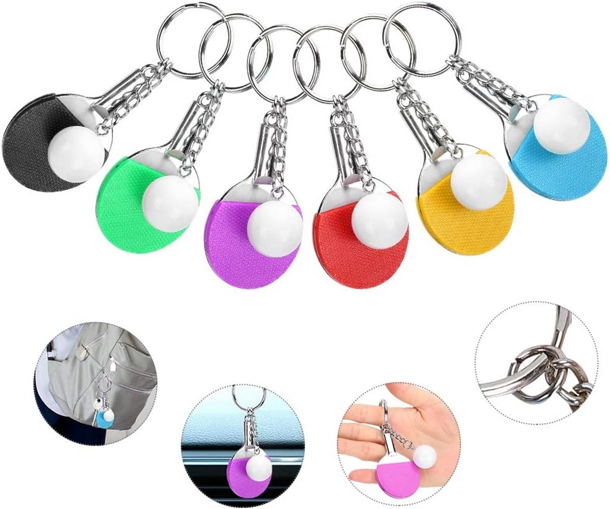 Set van 6 Mini Tafeltennis Racket Sleutelhangers - Pingpong Bat Accessoires