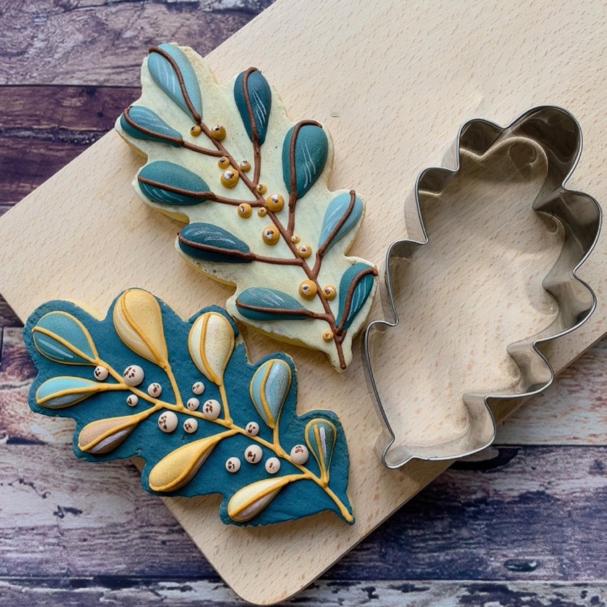 Set Eikenblad Koekjesvorm - Herfstdecoratie & Thanksgiving Uitsteker - Roestvrij Staal