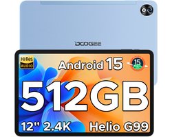 DOOGEE T40 PRO Tablet - 12 inch 2.4K - Android 15 - Helio G99-processor - 20 GB RAM + 512 GB / 2 TB TF - gamingtablet - 10800 mAh/18W - 16 MP + 8 MP camera's - ondersteunt 4G dual SIM dual standby - 5G wifi - GPS - Widevine L1 - 4 x Smart PA