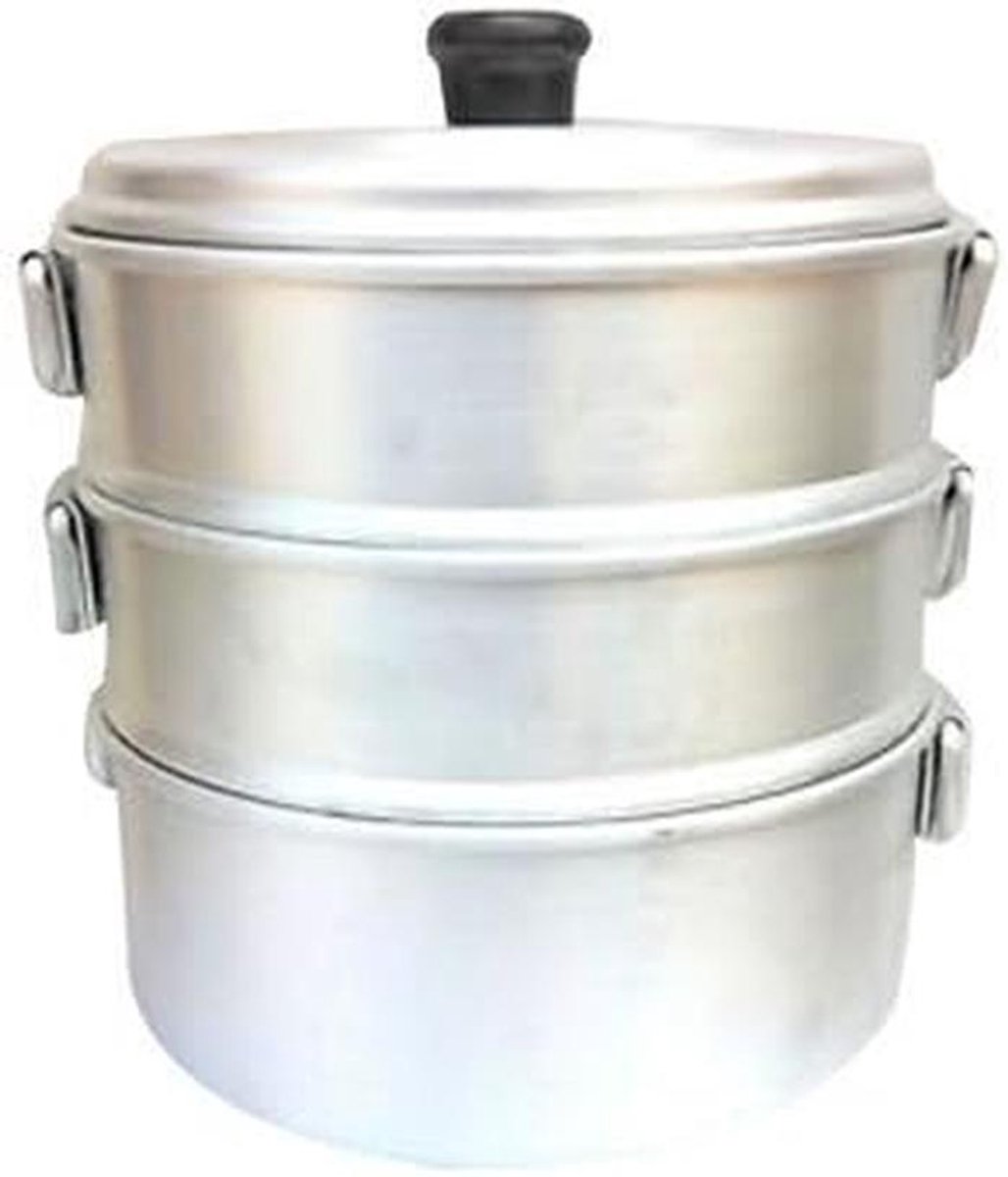 Aluminium Stoompan met Drie Niveaus, Capaciteit 2.7 Liter