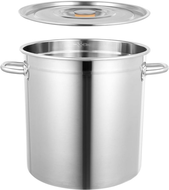 35 l soeppan, gastronomie kookpan, roestvrij stalen pan, groot, goulashketel, kookpan, gasfornuis voor elektrische keramiek bijvoorbeeld als soeppan (35L