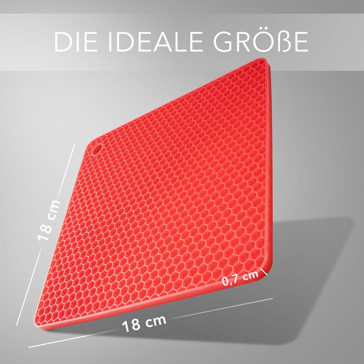 Set van 4 Hittebestendige Siliconen Onderzetters - Non-Slip - Rond & Vierkant - Rood