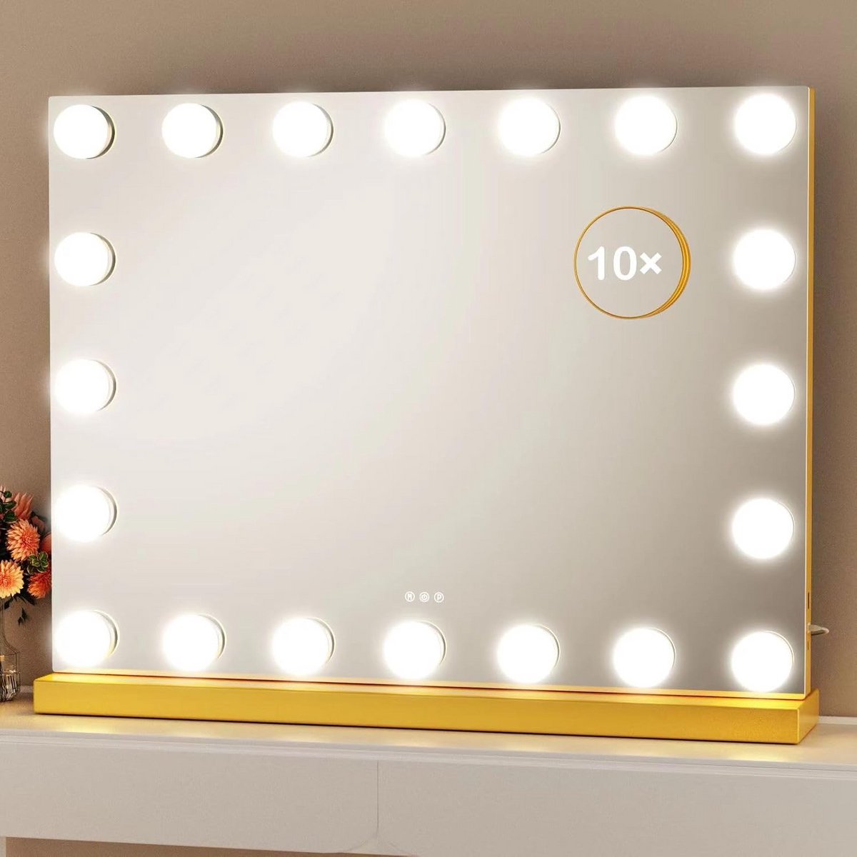 Verlichte Hollywood Make-up Spiegel met 20 Dimbare LED Lampen en 3 Kleurmodi