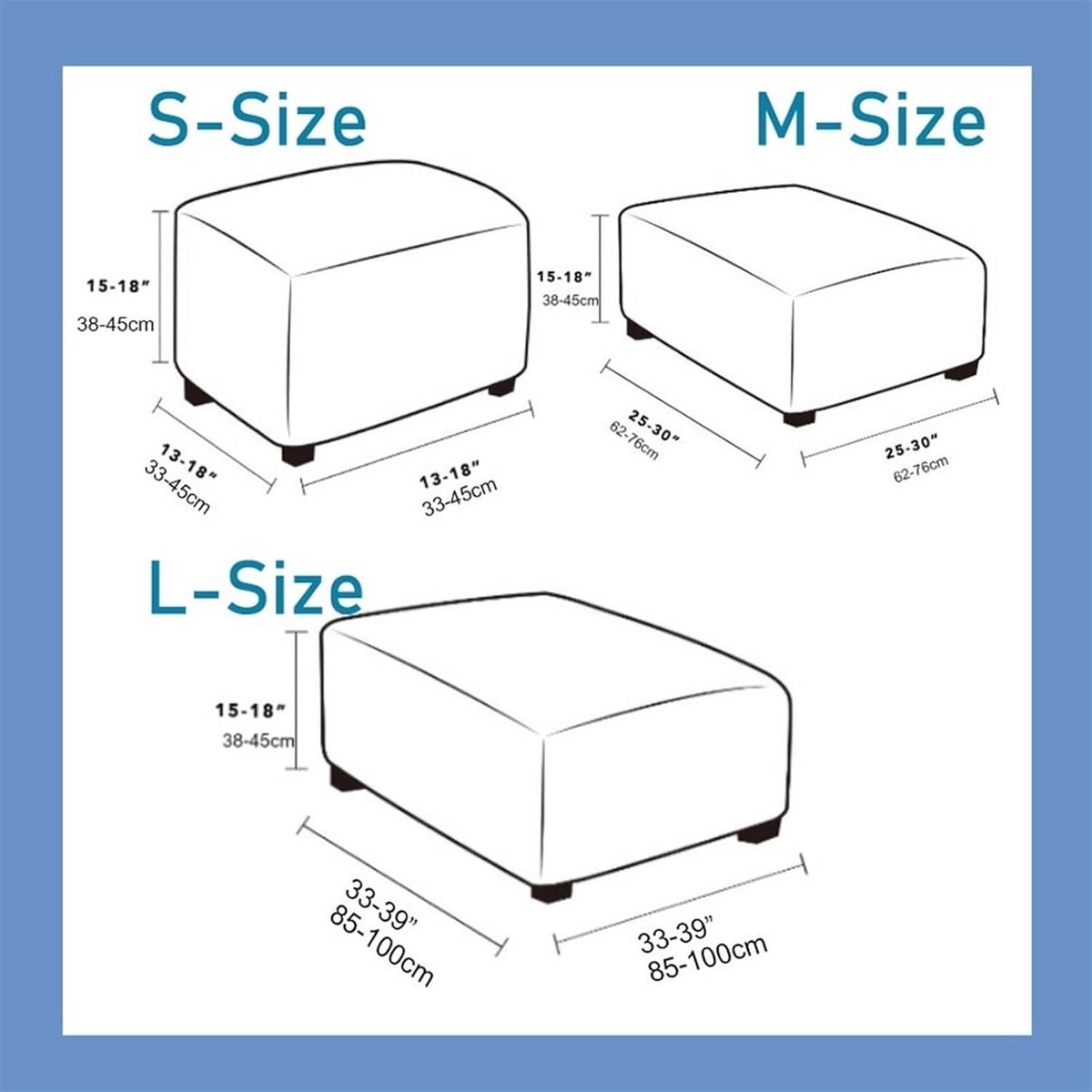Stretch Vierkante Fluwelen Ottomaanse Slipcover - Elastische Pluche Voetenbank Cover - Anti-Slip Meubelbeschermer - Machine Wasbaar
