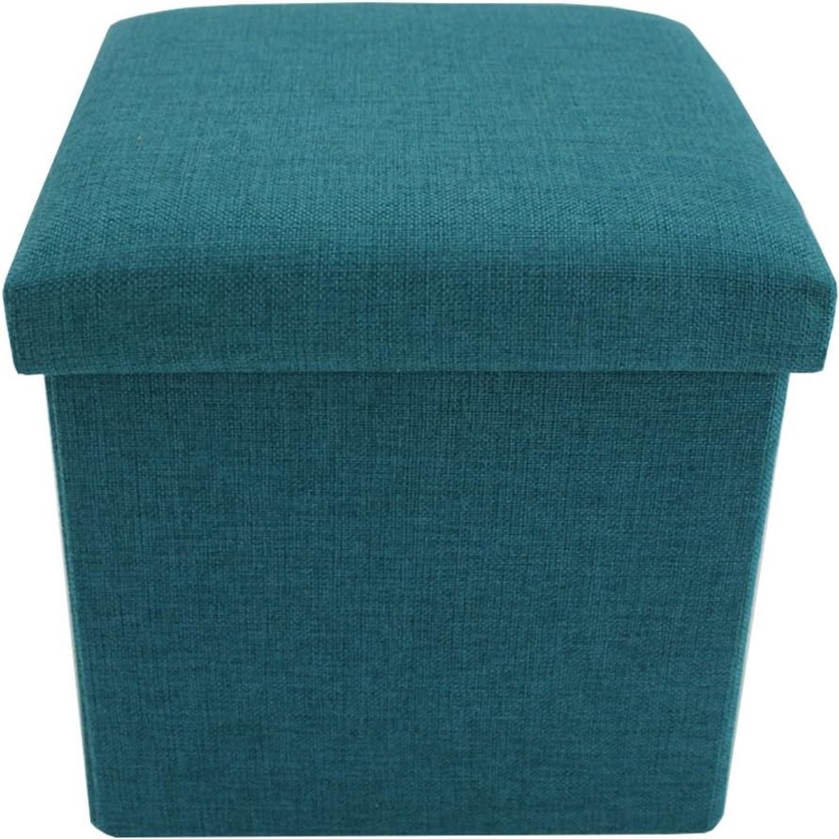 Opklapbare Kubus Poef Turquoise Blauw - Zitkruk met Opbergruimte 29x31x31 cm