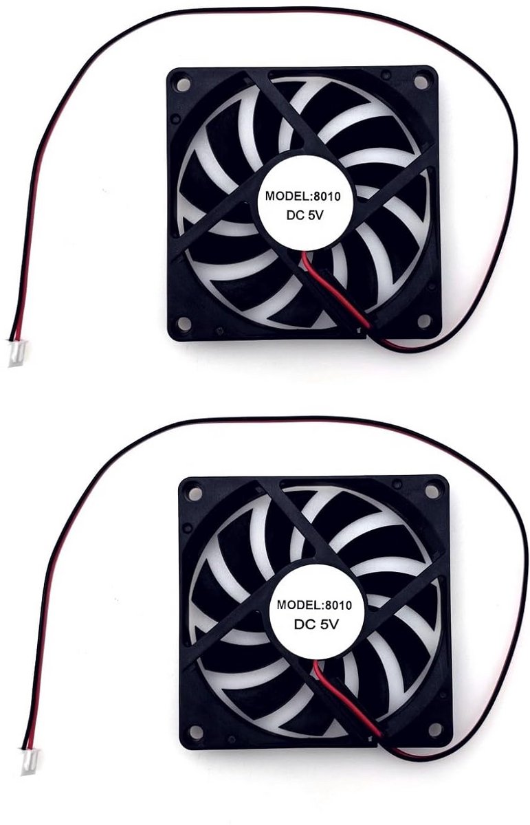Set van 2 Stuks 80x80x10mm 5V DC Koelventilator Borstelloze Computer Ventilator voor 3D Printer en Elektronica