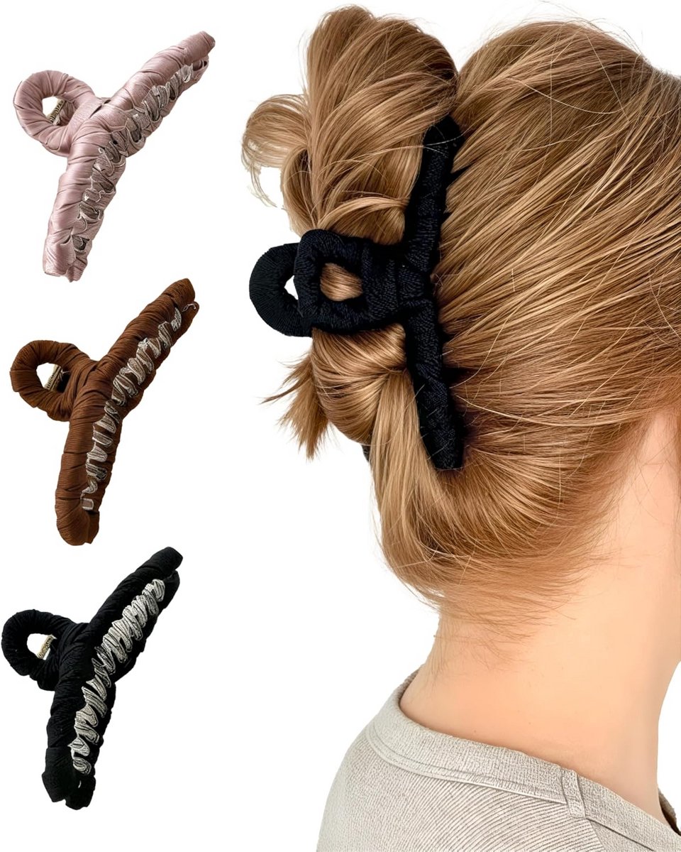 Grote Satijnen Haarclip 12,5 cm met Extra Sterke Grip voor Dik Haar