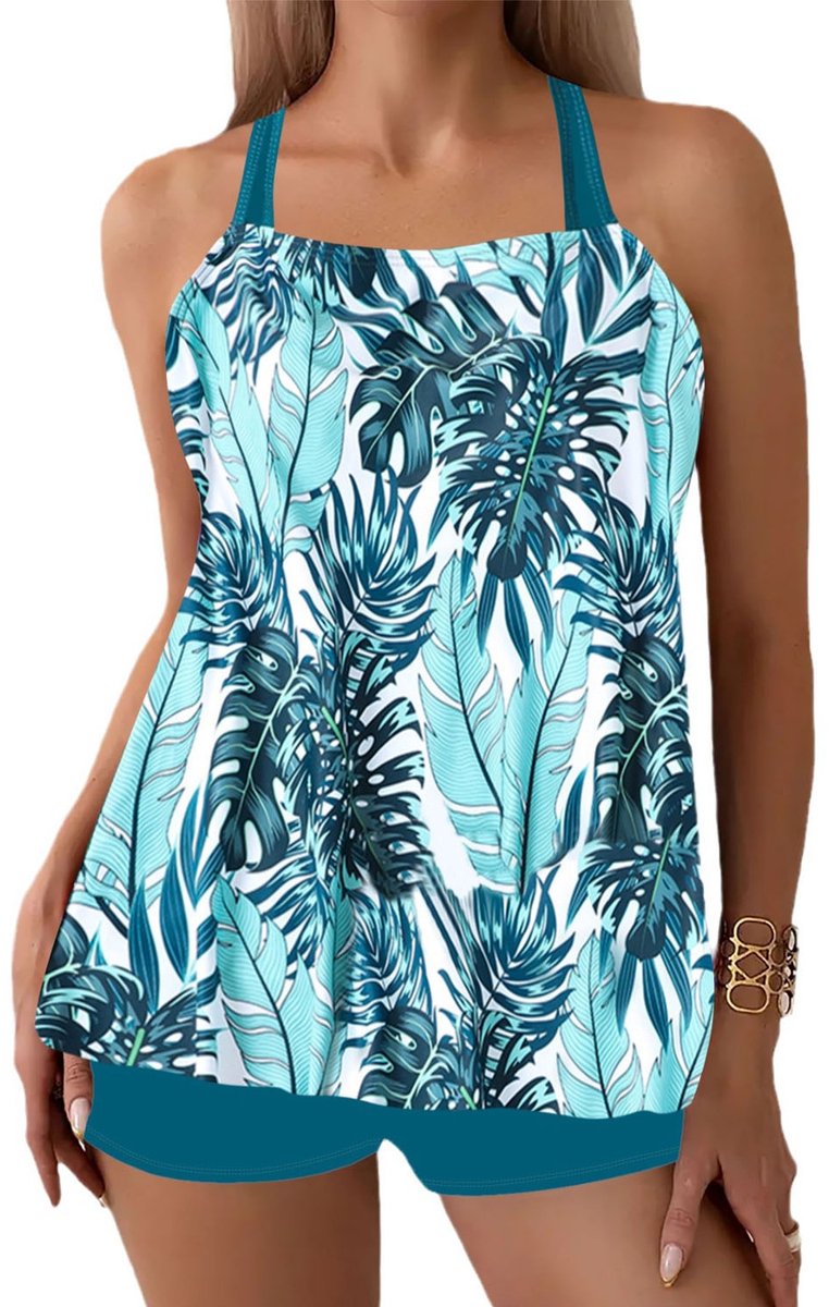 Somstyle 2 - Delige Tankini Set - Badpak - Zwemshort Dames - Zwemkleding Volwassenen - Badmode - Groen