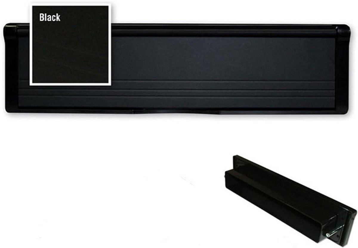 Briefplaat voor Voordeur - Universeel Schuifbaar Model voor UPVC, Hout en Aluminium - Zwart
