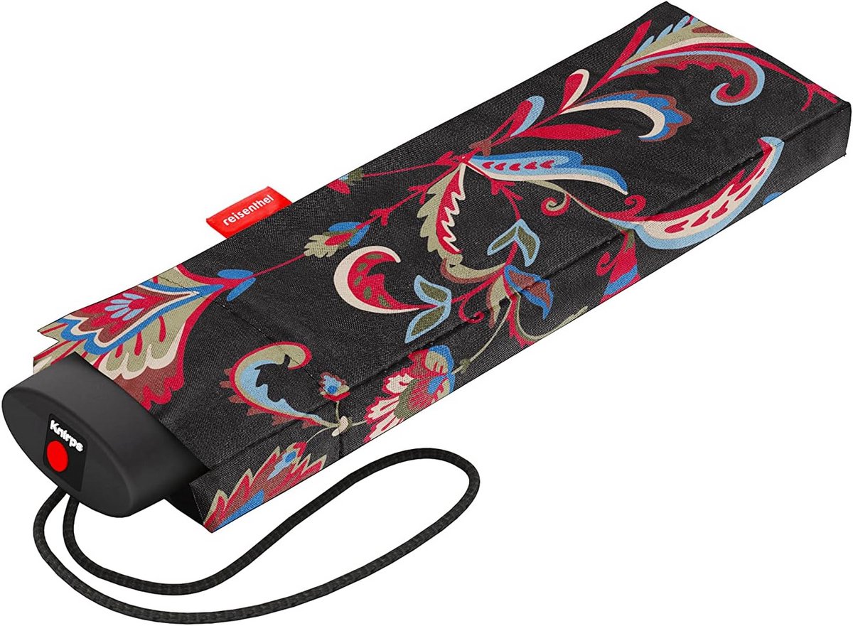 Zeer Lichte en Platte Compacte Paraplu van Gerecycled Materiaal - Paisley Zwart