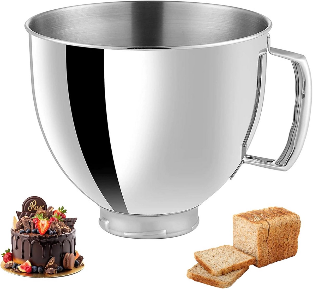 Roestvrijstalen Mengkom 4.5L voor Mixer - Universele Keukenaccessoire Mixerkom