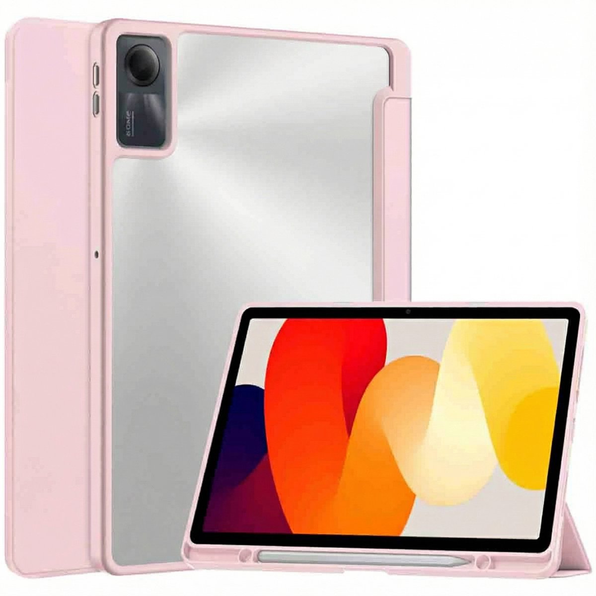 imoshion Tablet Hoes - Geschikt voor Xiaomi Redmi Pad SE - Trifold Hardcase Bookcase - Roze