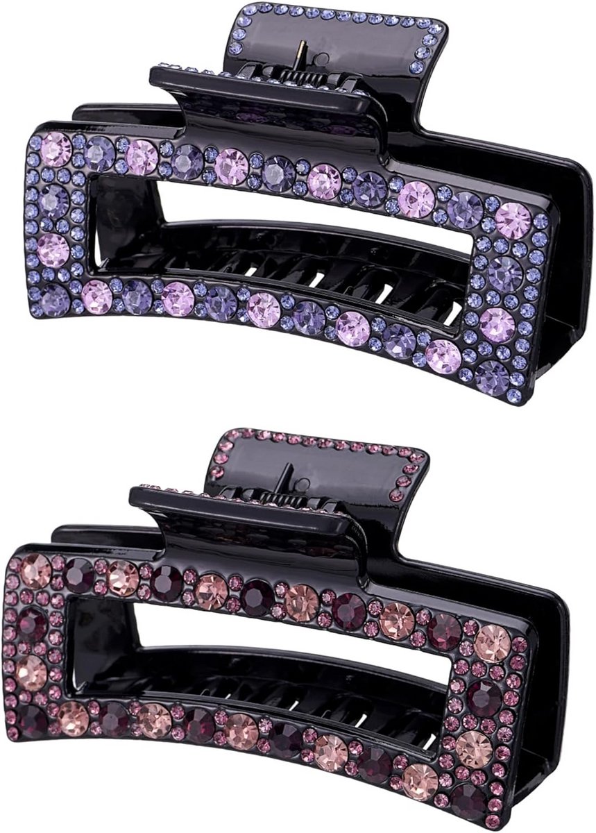 Set van 2 Grote Strass Haarspelden - Elegante Vintage Klemmen met Sterke Grip