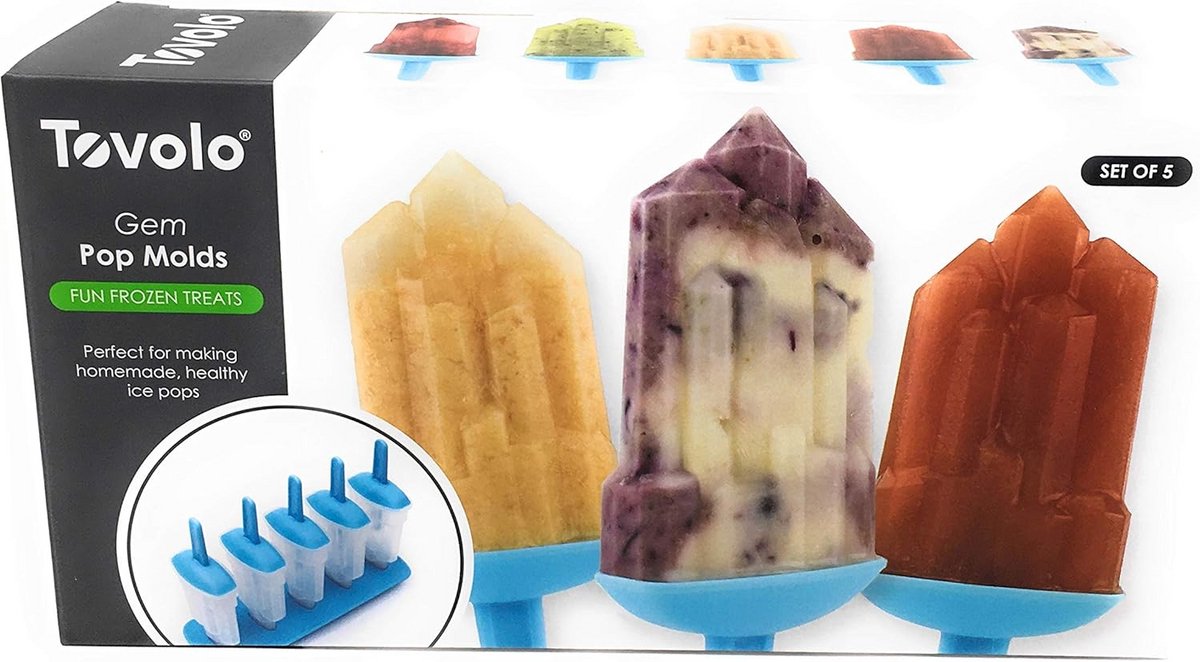 Freezer Pop Molds Gem Ice Blue Set van 5 Vrieslollyvormen