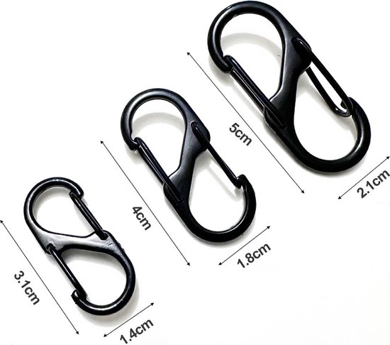 30 S-vormige karabiners, kleine legering karabiners, draagbare sleutelhangers, mini clip-on karabiners, kampeeruitrusting — afbeelding 5