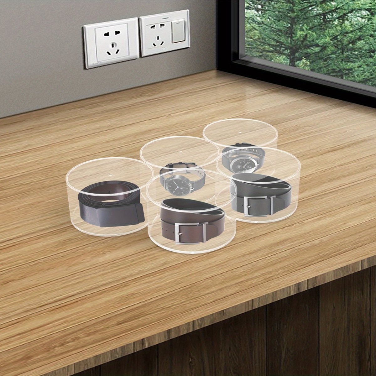 ML 42. Riemenorganizer- Acryl Display Case met 5 Sleuven Opslaghouder voor Horloges en Rimels-Sieraden - Cosmetica