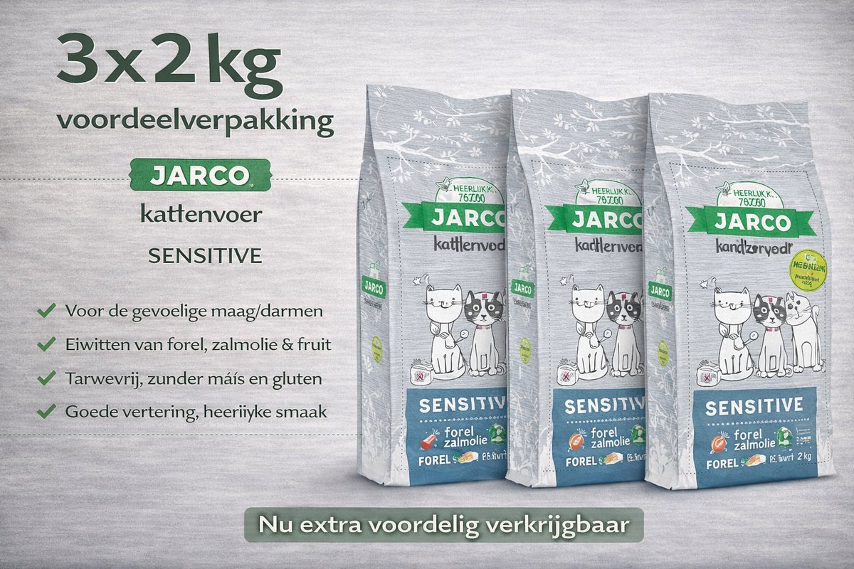 Jarco Premium Cat Vers Sensitive - 3x 2kg Voordeelverpakking