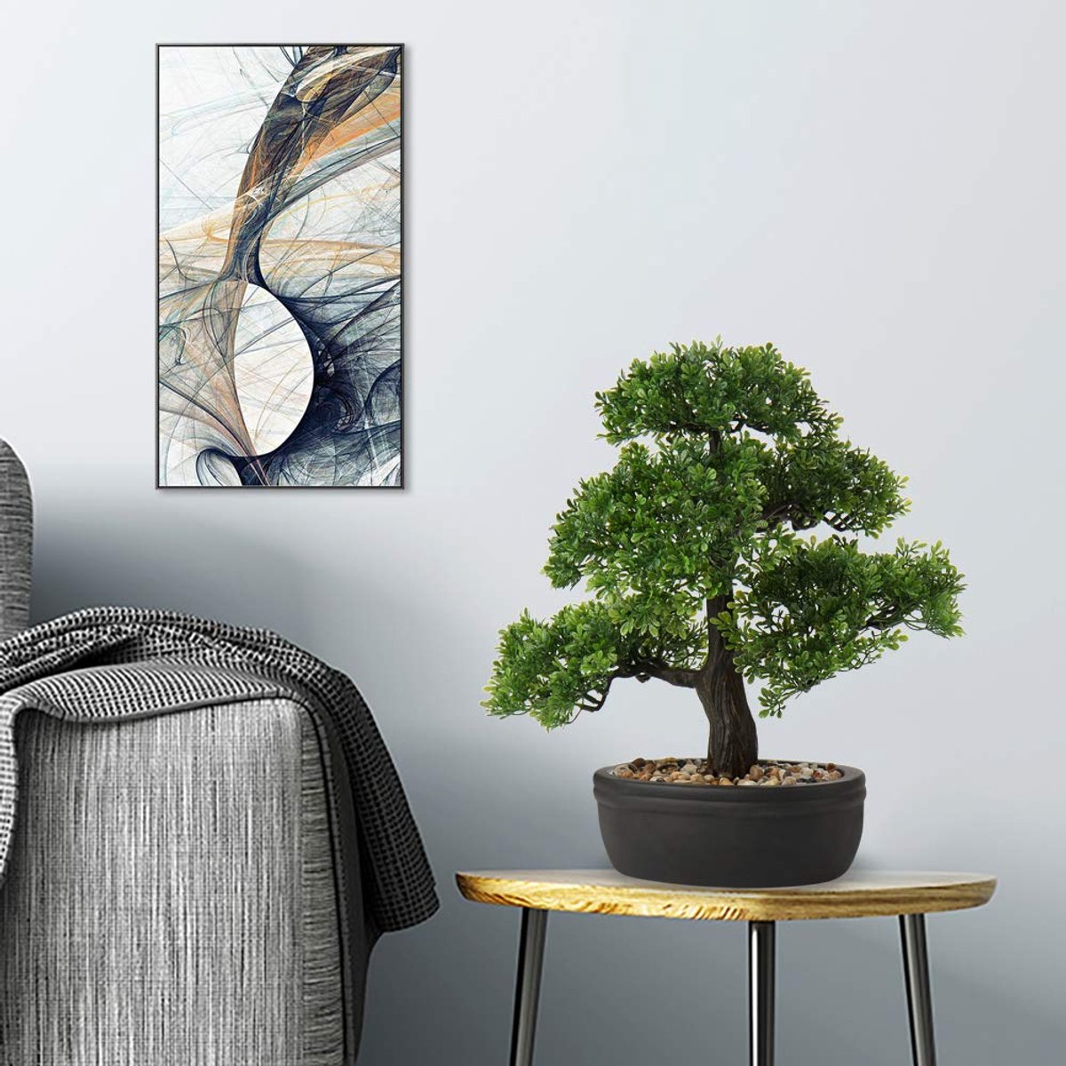 Unyqoos Natuurgetrouwe kunstbonsai met gedetailleerde afwerking in keramische pot, pijnboom, 17 cm Green