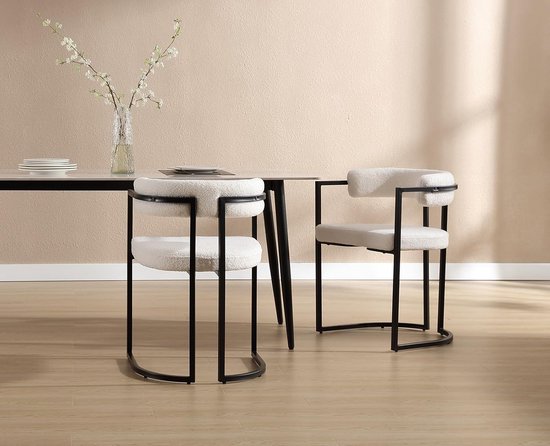Moderne Eetkamerstoel Beige Stof Suzy