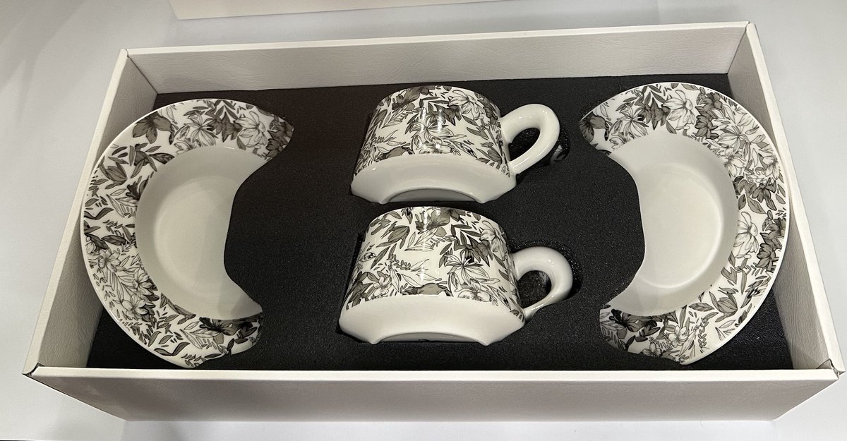 Ceramische Kop & Schotel Set (4-delig) – 350 ml - Handgemaakt & Luxe Cadeau Set