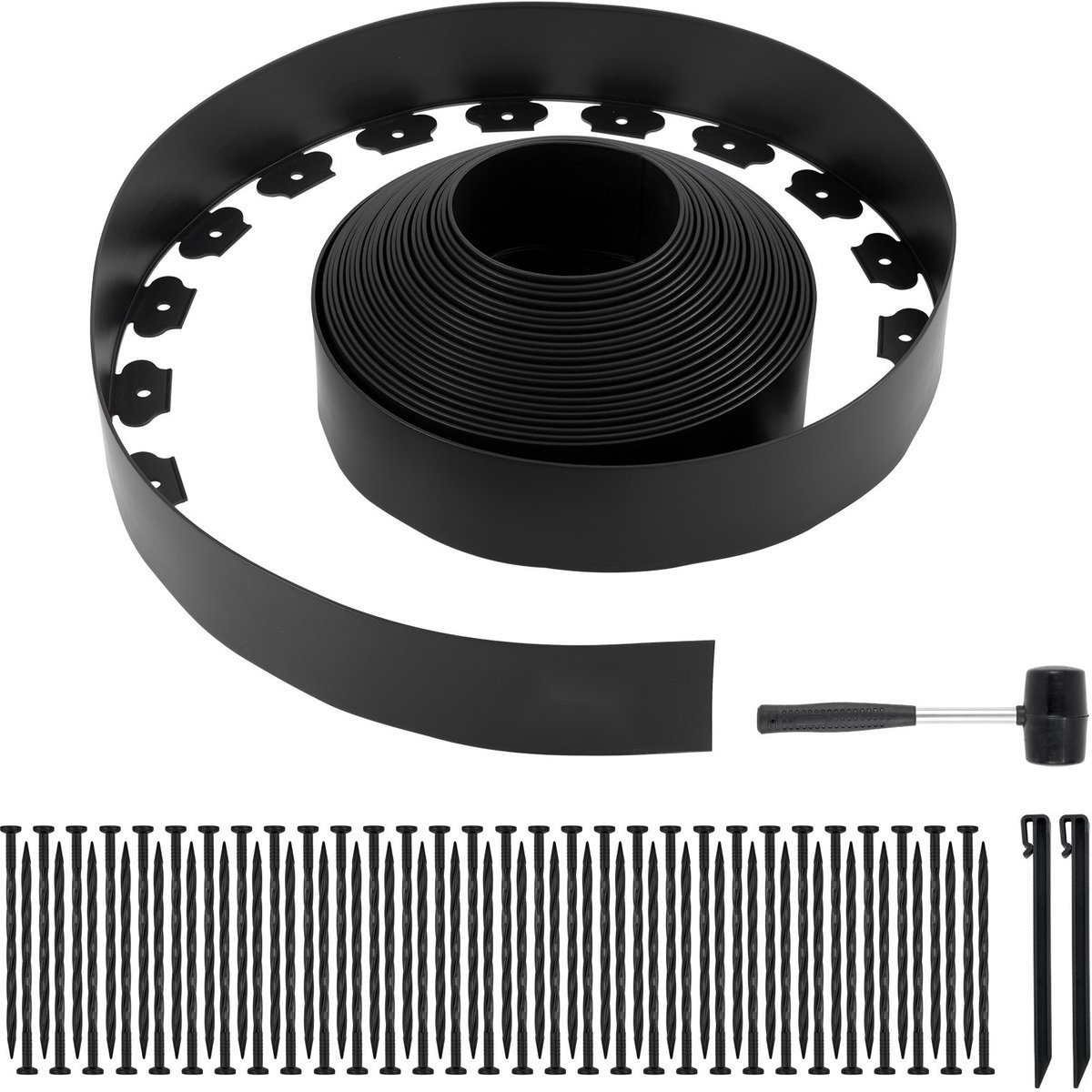 Gazon- en Tuinrand - Kunststof Kantopsluiting - 20 m x 10 cm - Flexibel - Met Grondpennen - Voor Bloemperken en Bestrating