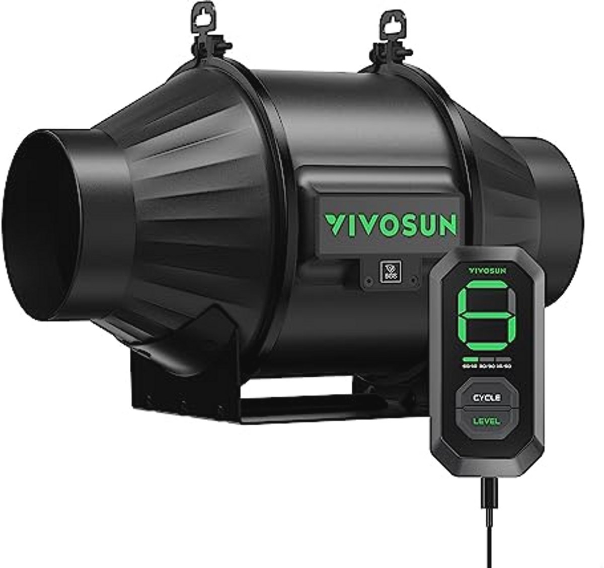 Inline luchtafvoerventilator 100 mm met snelheidsregelaar en programmeerbare EC-motor