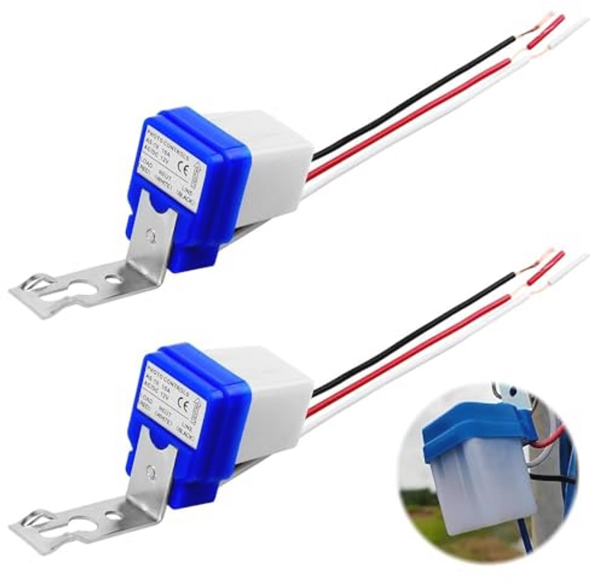 Automatische fotocelschakelaar 12V 10A - 2 stuks, waterdicht en energiebesparend voor binnen en buiten