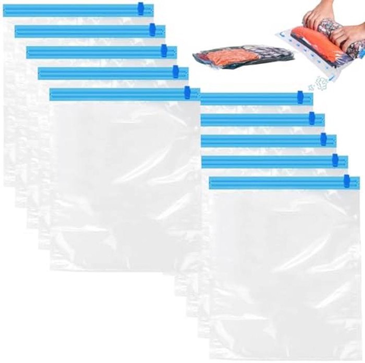Vacuümzakken voor Reizen - 10 Stuks, 40 x 60 cm, Ruimtebesparende Compressiezakken