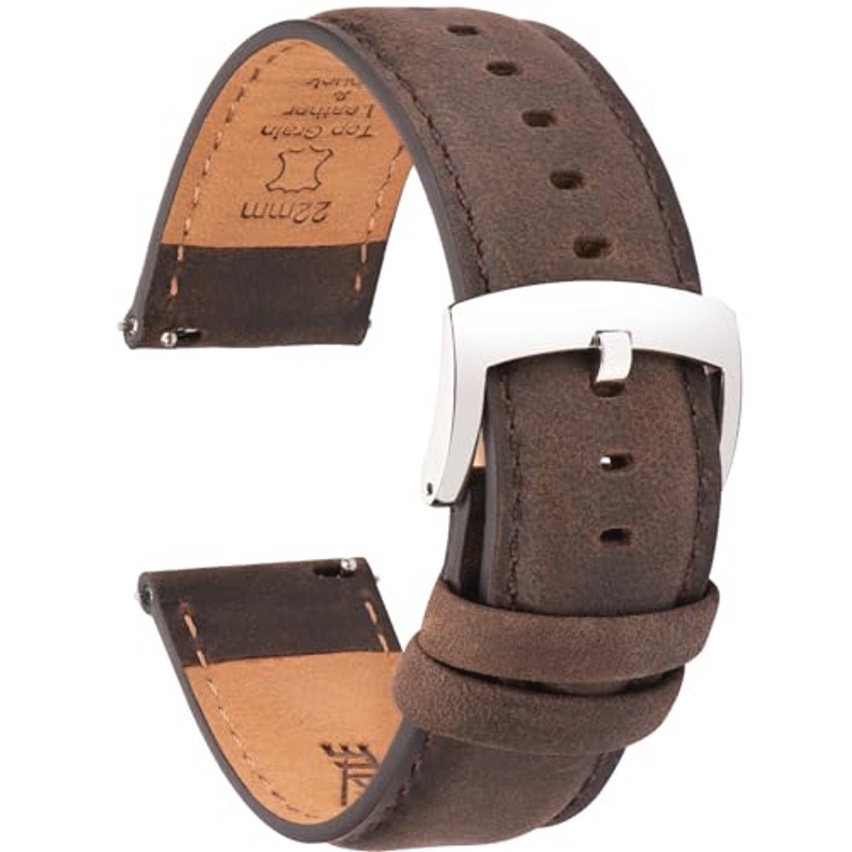 Elegante Leren Horlogebanden met Snelsluiting 18mm-22mm voor Dames en Heren