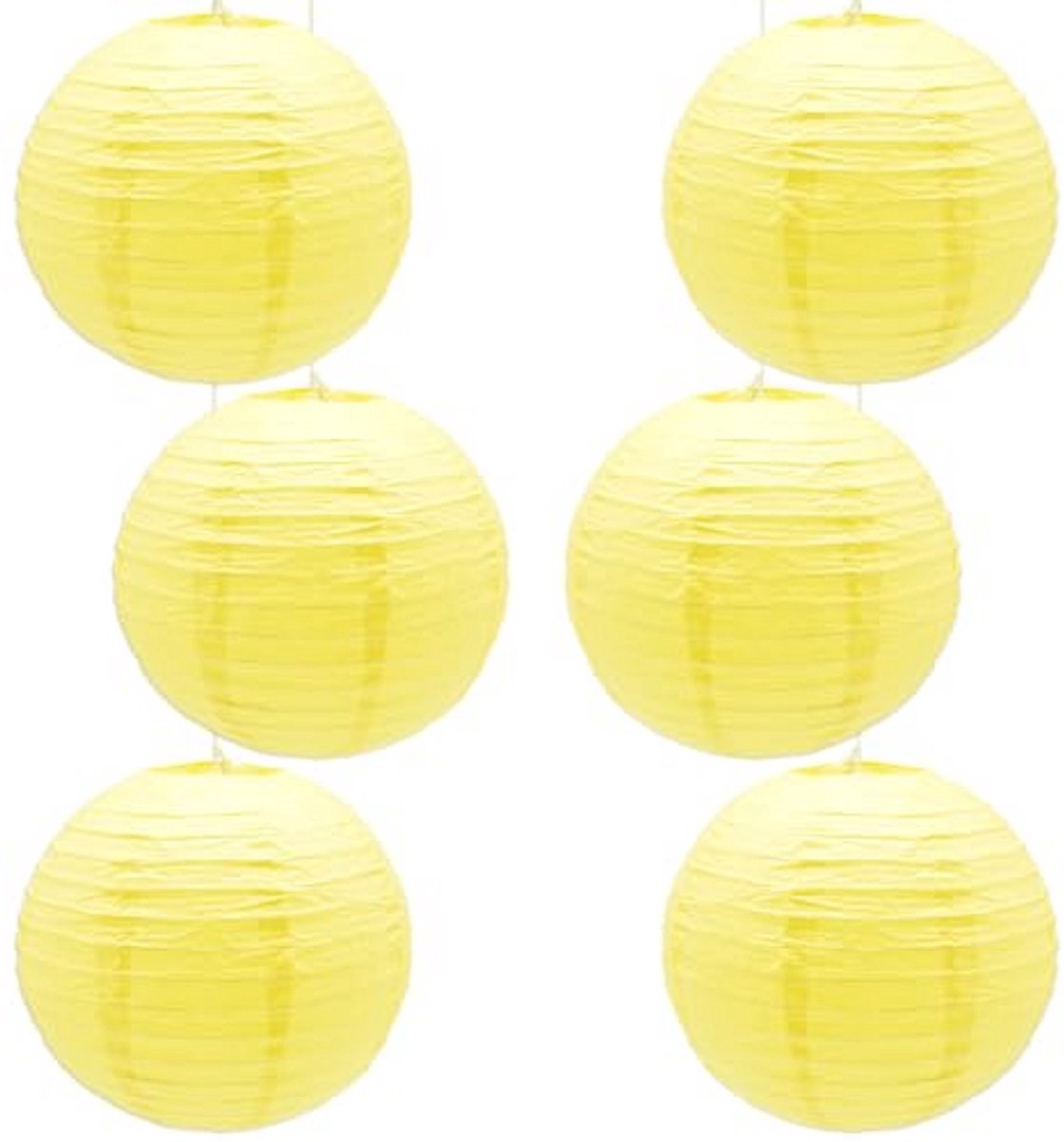 6 Stuks Gele Papieren Lantaarns - Opvouwbare Rond Hanglampen voor Bruidsfeesten, Verjaarda