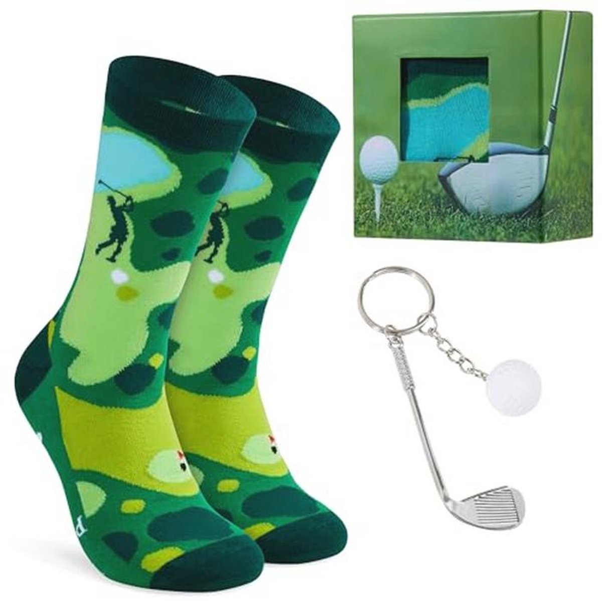 Golfcadeauset voor Mannen met Sokken en Sleutelhanger - Perfect Geschenk voor Golfliefhebbers