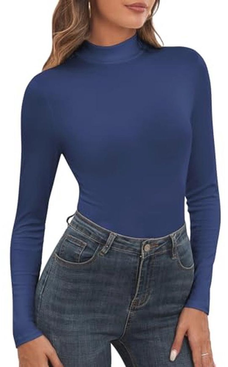 Dames Coltrui met Hoge Kraag en Lange Mouwen - Mode Tee voor Dames