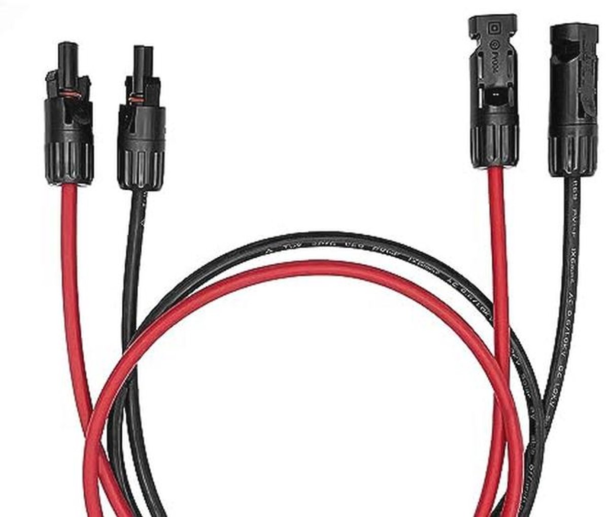Verlengkabel Solarkabel PV-stekker 6mm², 1m Rood/Zwart