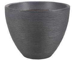 Geribbelde grijze en houtskool plantenbak 40 cm voor binnen en buiten