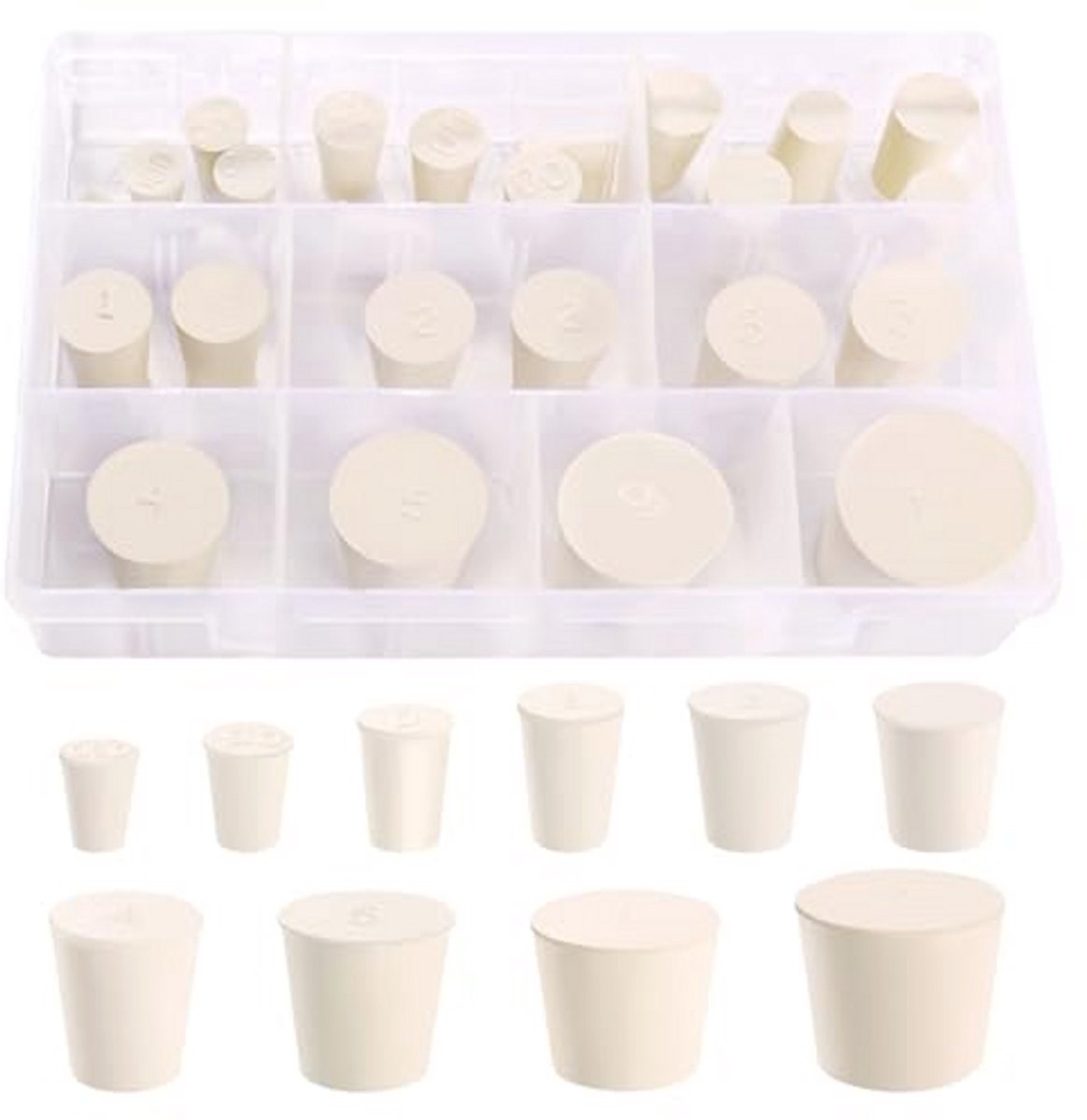 25 Stuks Massief Rubberen Stoppersset - Conische Rubberen Stops voor Laboratorium en Ballonflessen