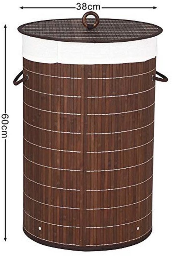 Opvouwbare bamboe wasmand met deksel en handgrepen - 70 liter — afbeelding 5