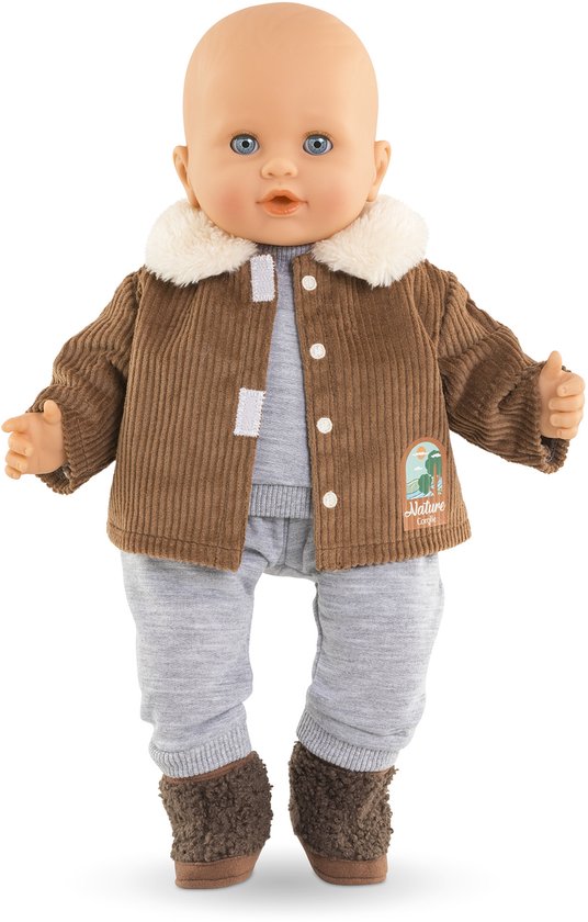 Corolle poppenjasje velours Kleine Ontdekker 36cm bruin fleece natuurprint. — afbeelding 2