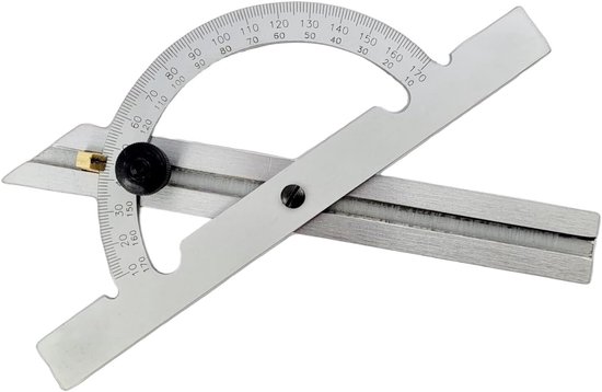 Foto: De hoekmeter met verstelbare rail is een handig hulpmiddel voor de industrie ambachten en hobby s en stelt u in staat om nauwkeurig hoeken te bepalen of versteksnedes te markeren op verschillende materialen zoals hout metaal en kunststof een bewee