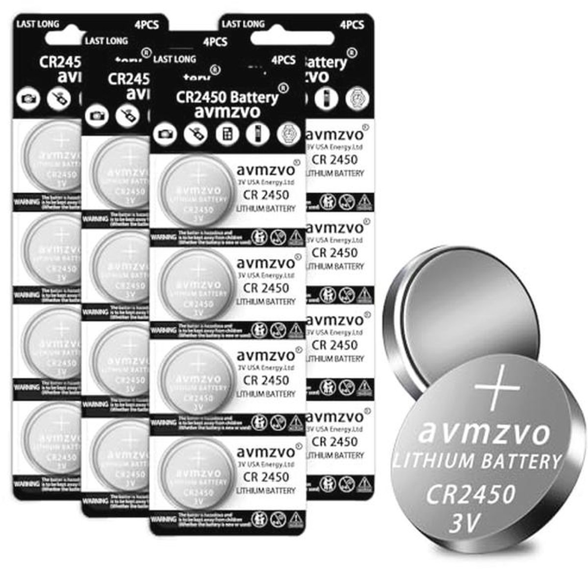 CR2450 3V Lithium Knopcelbatterijen - 16 Stuks