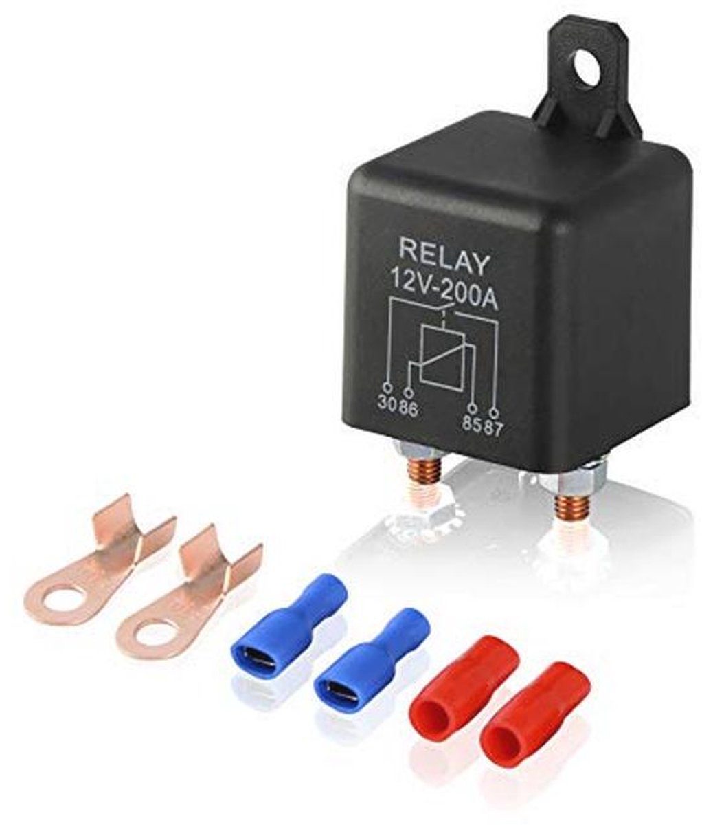 Accu-scheidingsrelais 12V 200A voor auto, vrachtwagen en motor - Heavy Duty