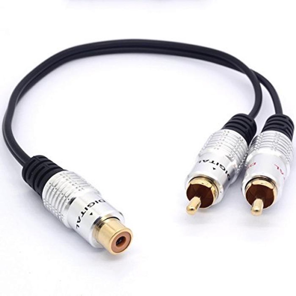 25cm RCA Y Adapter 1 Vrouwelijk naar 2 Mannelijke Splitter Kabel voor Audio