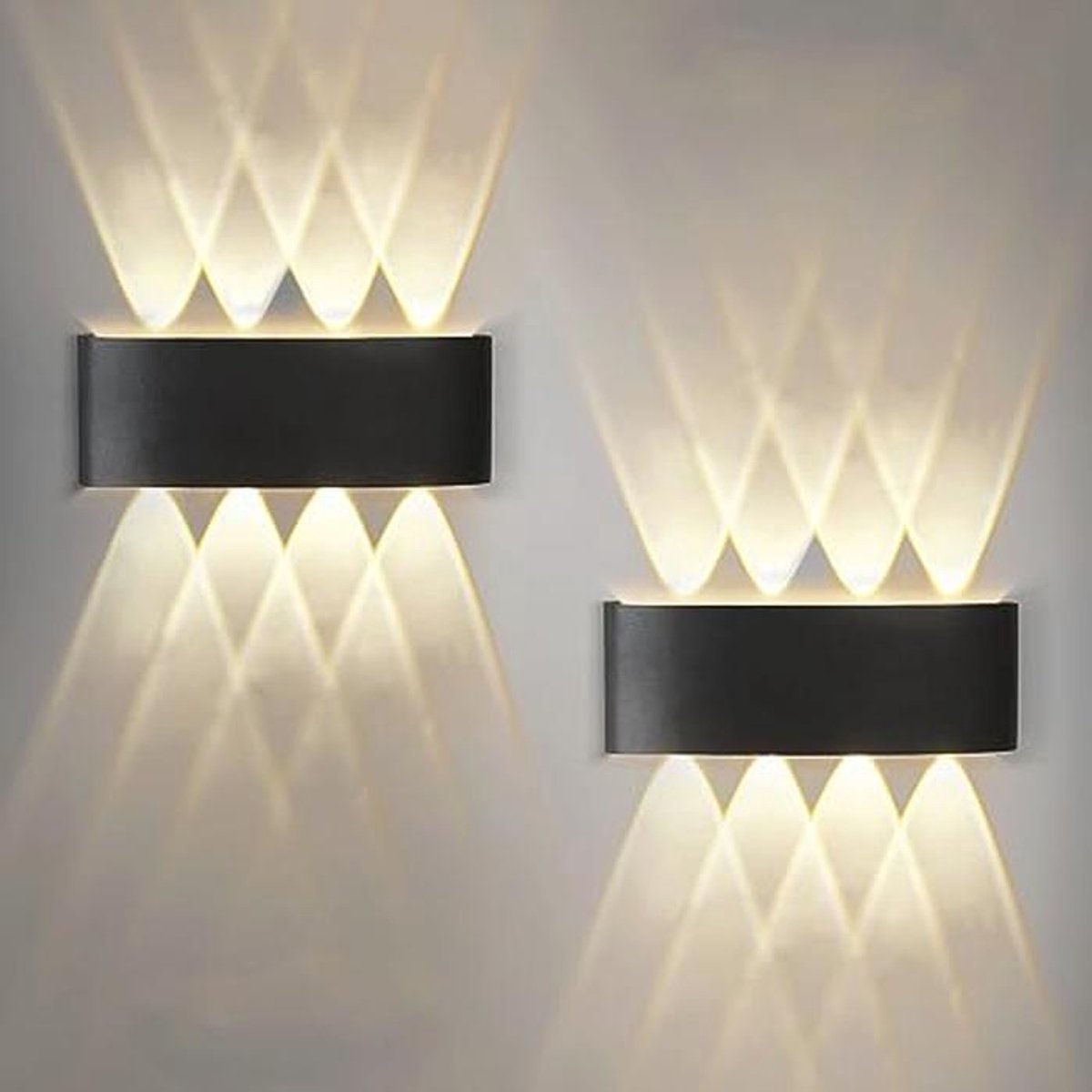 Homefire LED wandlamp binnenwandlamp - set van 2 buitenwandlampen zwarte buitenwandverlichting 7W buitenlamp IP65 buitenlamp up down wandspot 3000K warm wit buitenlicht voor huismuur tuin hal