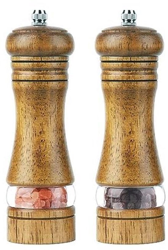 Kruidenmolen Houten zout-pepermolenset Handmatige zout-pepermolens Acryl zichtbaar venster pepermolen (Size : 6 inch 2-pack Kruidenmolen Houten zout-pepermolenset Handmatige zout-pepermolens Acryl zichtbaar venster pepermolen (Size : 6 inch 2-pack