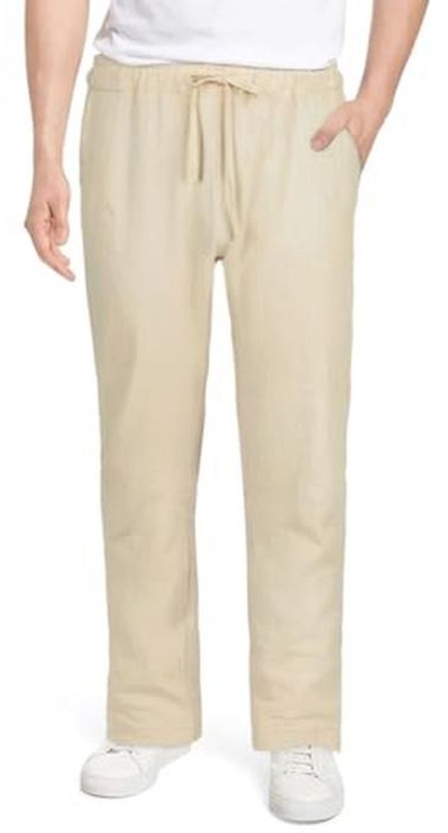 Linnen Herenbroek met Elastische Tailleband en Zakken - Casual Zomerbroek voor Heren