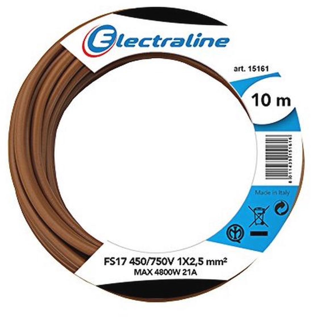 Aderleiding FS17 1 x 2,5 mm² Bruin 10 m Kabel